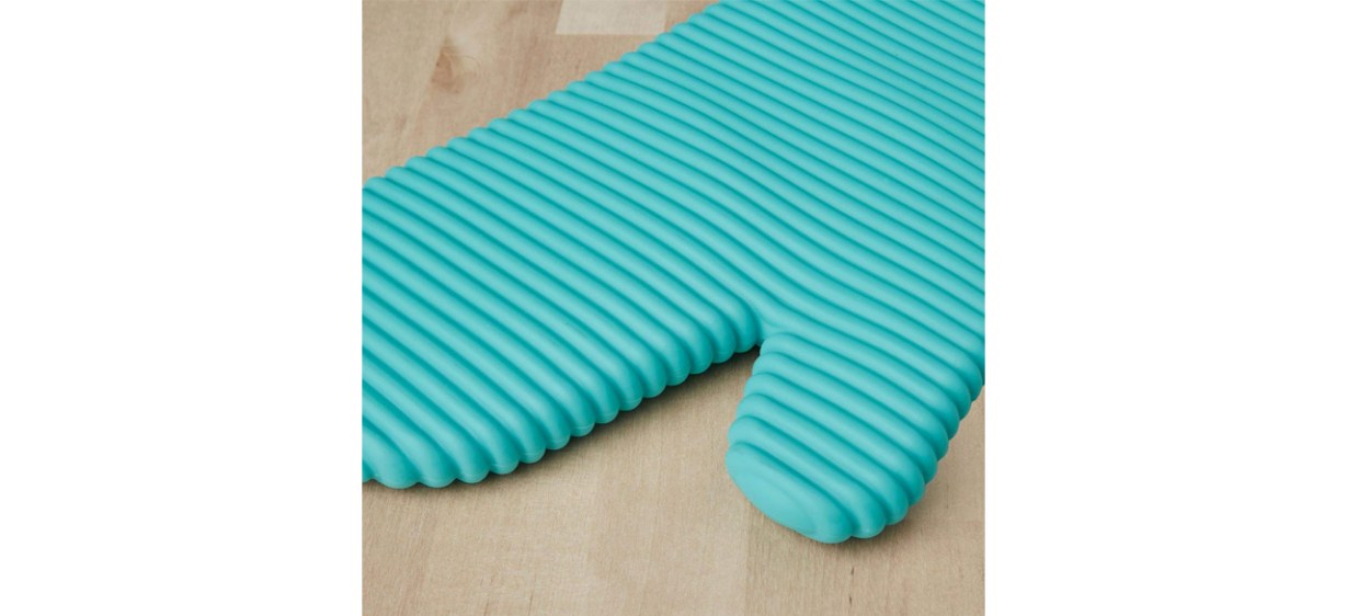 Teal KitchenAid Ribbed Soft Silicone Oven Mitt Set