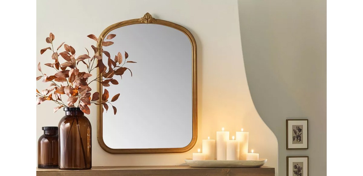 Decorative Carved Wood Wall Mirror - Hearth &amp; Hand with Magnolia
