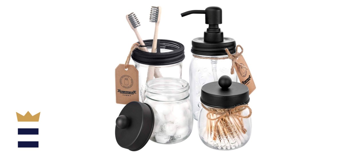 Aozita 4-Piece Mason Jar Bathroom Accessory Set