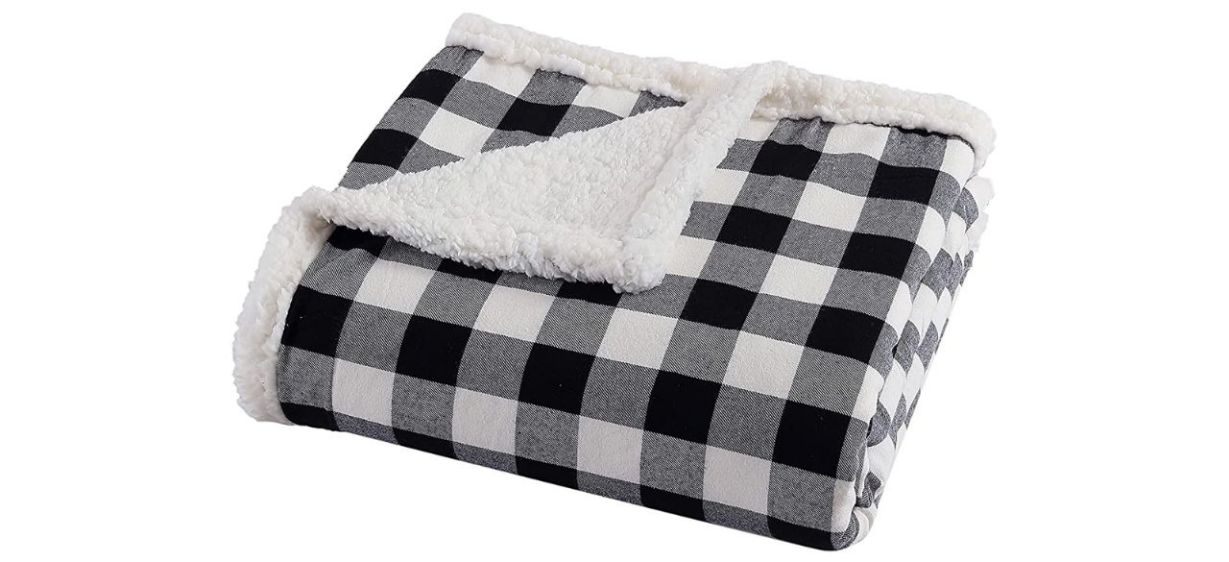 Best Eddie Bauer Buffalo Reversible Sherpa Fleece Buffalo Plaid Throw Blanket