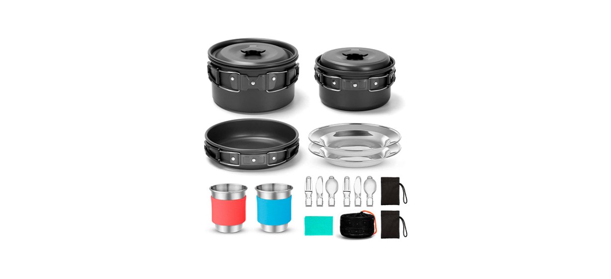 Best Odoland 15-Piece Camping Cookware Mess Kit Best Odoland 15-Piece Camping Cookware Mess Kit