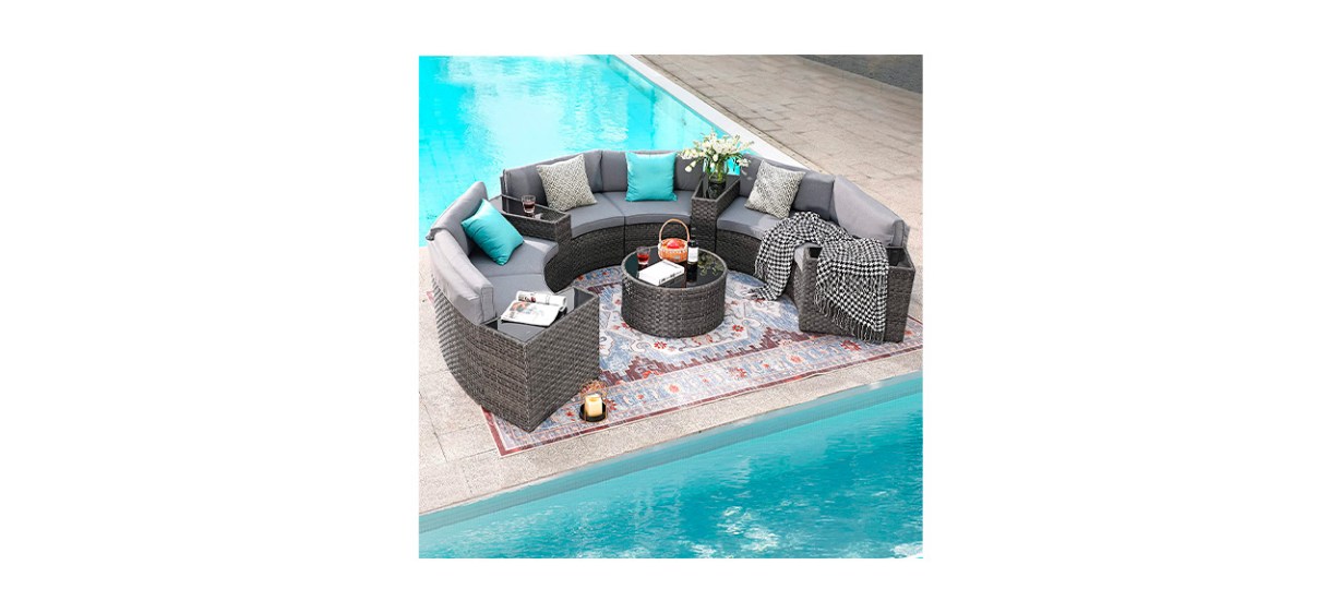 Best Sunsitt 11-Piece Half-Moon Sectional Round Patio Furniture Set