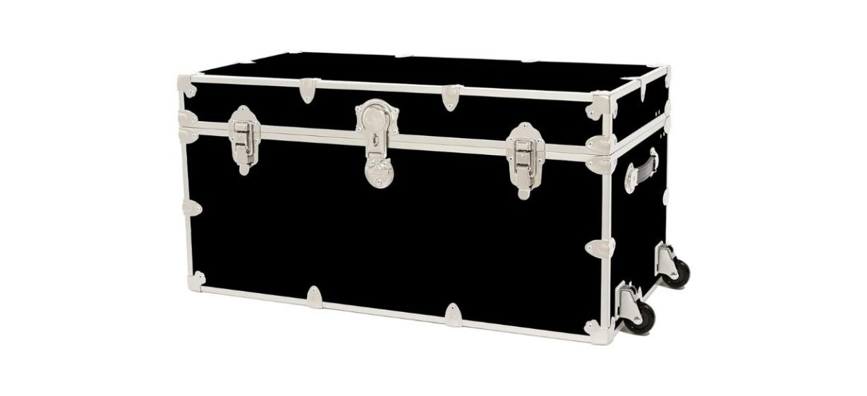 a large locking trunk with wheels