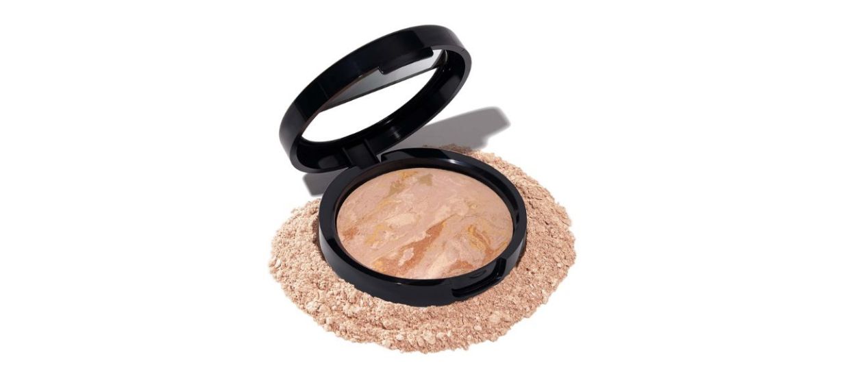 Laura Geller Baked Balance-n-Brighten Color Correcting Powder Foundation on white back Laura Geller Baked Balance-n-Brighten Color Correcting Powder Foundation on white back