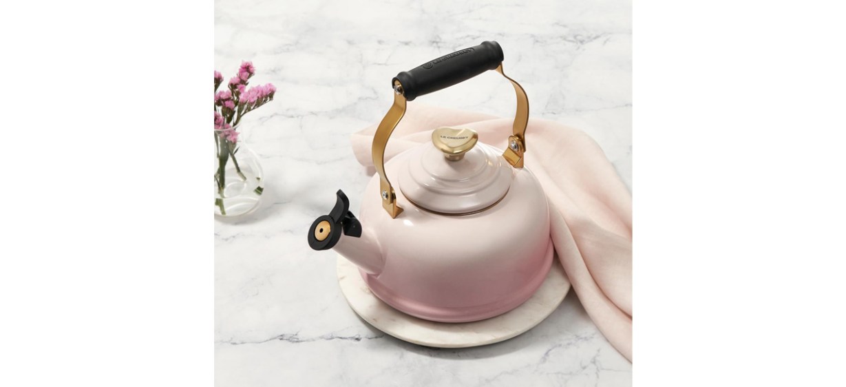 Pink Le Creuset Enamel On Steel Whistling Tea Kettle