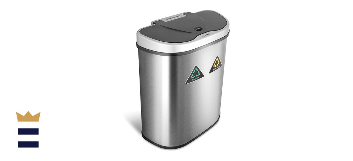 Ninestars Automatic Touchless Motion Sensor Semi-Round Trash Can/Recycler