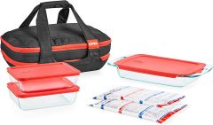 Pyrex Easy Grab 9-Piece Set with Lids and Insulated Carrier