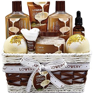 Lovery 9-Piece Vanilla Coconut Bath and Body Gift Basket