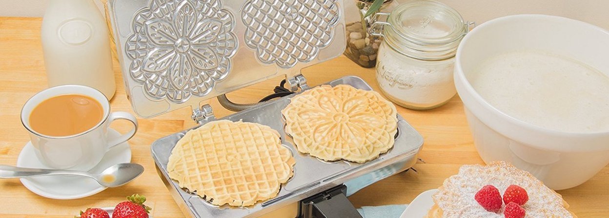 Pizzelle Maker- Non-stick Electric Pizzelle Baker Press Makes Two 5-Inch  Cookies at Once- Recipes Included