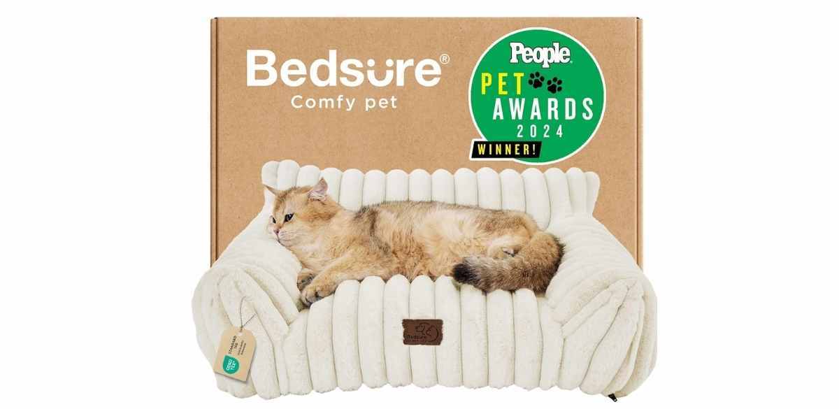 Bedsure ComfyFleece Cute Cat Couch for Pets