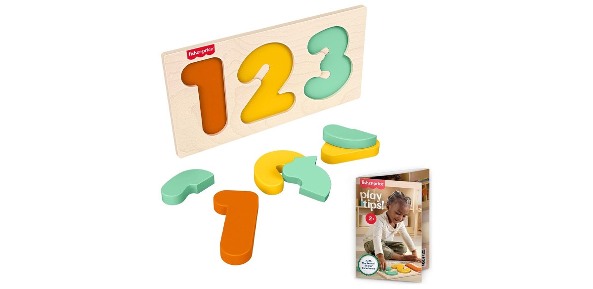 Fisher-Price Wood Montessori Toy 1-2-3 Puzzle