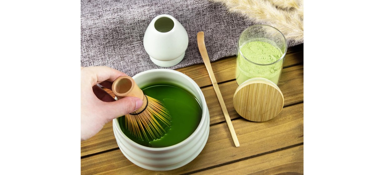 Person using Marce Matcha Whisk Set