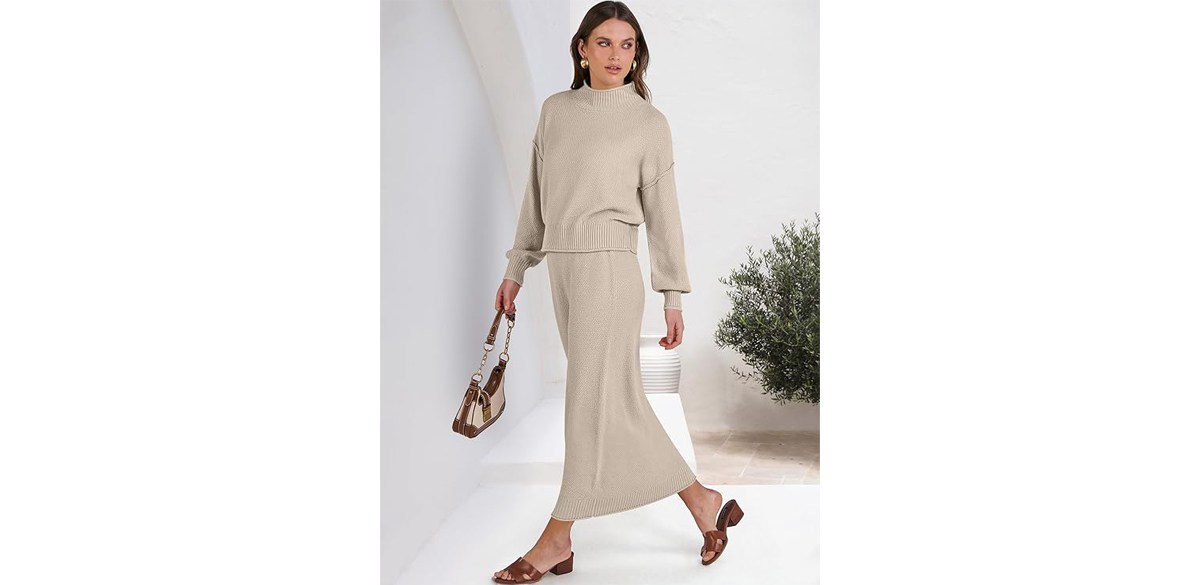 Caracilia Women's 2 Piece Outfits Sweater Skirt Sets