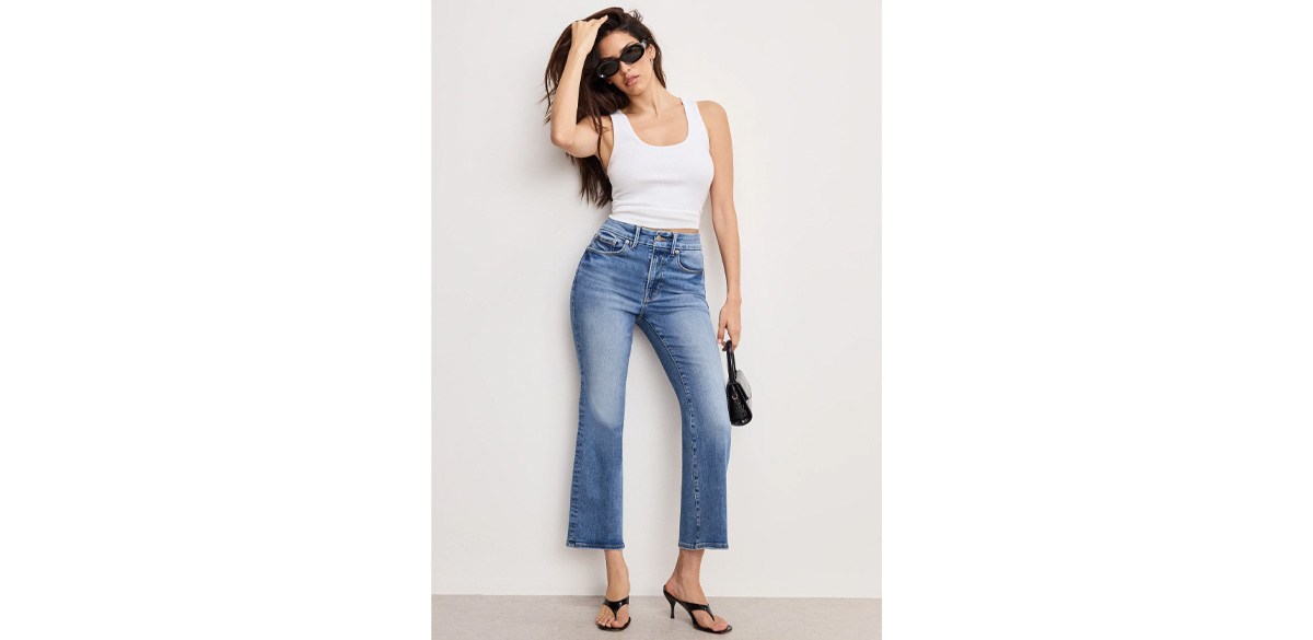 Good American Always Fits Good Legs Cropped Mini Boot Jeans