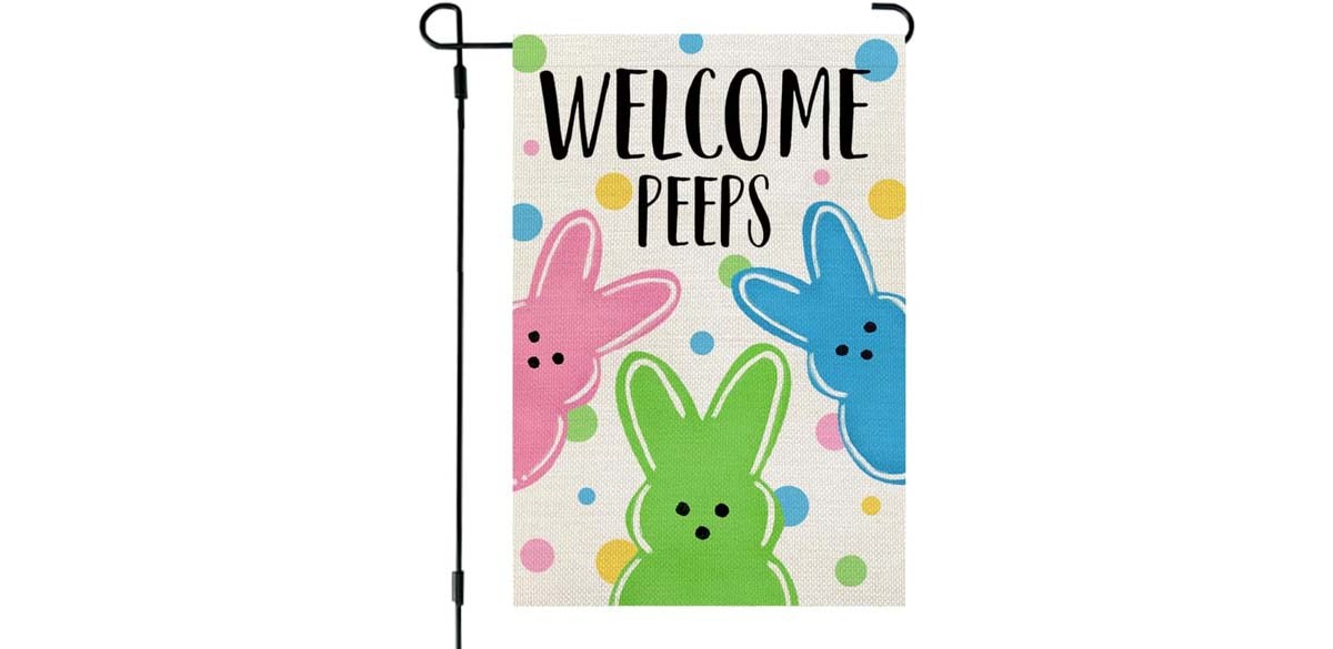 CROWNED BEAUTY Welcome Peeps Garden Flag