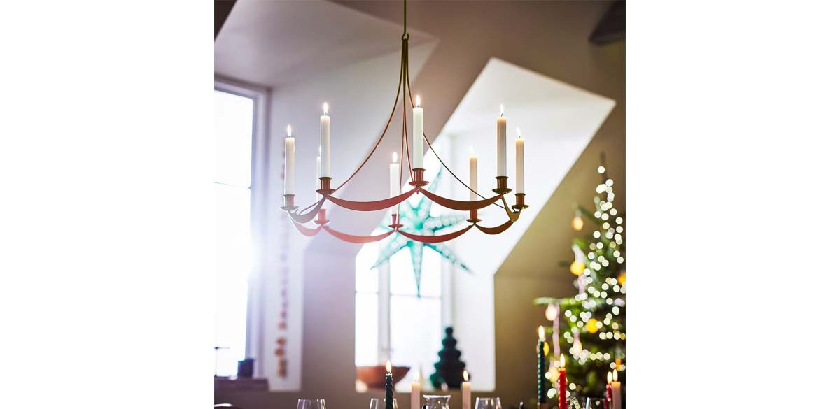 VINTERFINT Chandelier, for 8 candles red