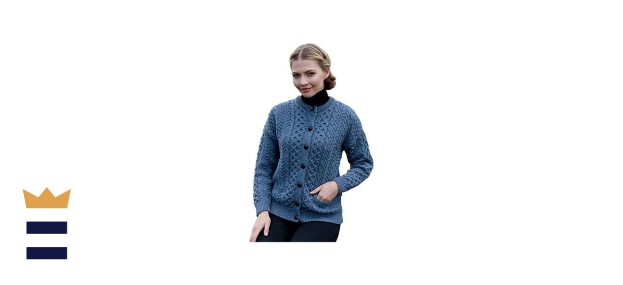Aran Woollen Mills Irish Aran Cardigan Sweater for Women