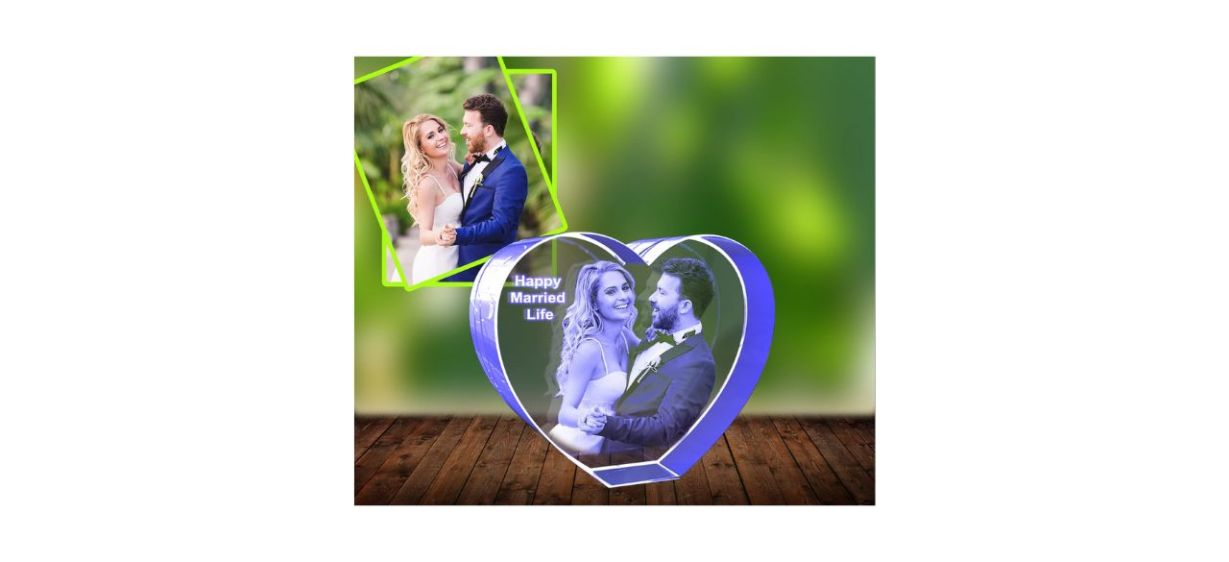 A&amp;B Crystal Collection Store Personalized Custom 3D Photo Etched Engraving on Crystal