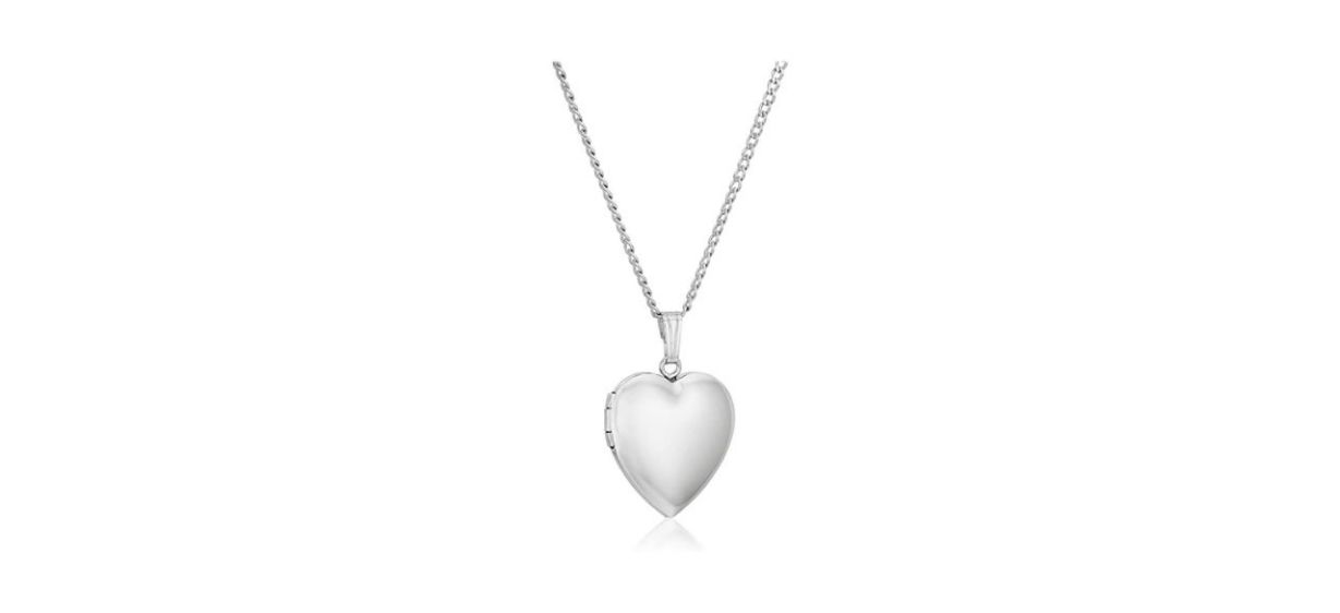 Best Amazon Collection Sterling Silver Polished Heart Locket Pendant Necklace