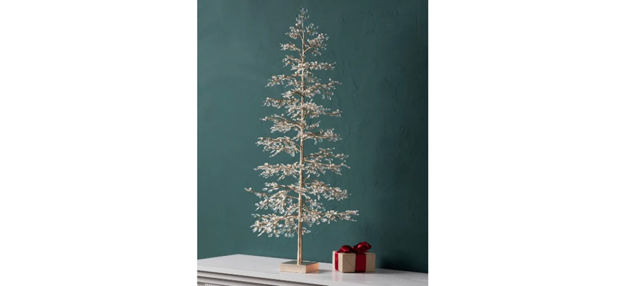 Balsam Hill Crystal &amp; Bead Champagne Tabletop Tree