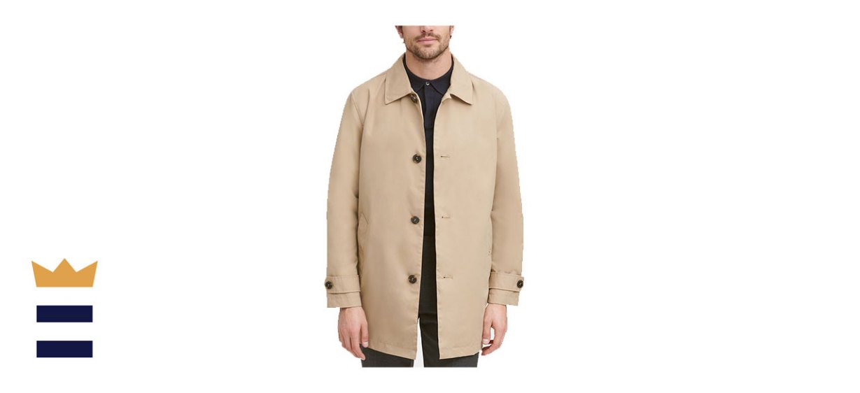 Cole Haan Men's Button-Front Water Resistant Rain Coat