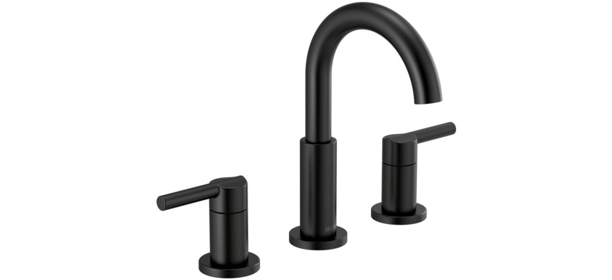Delta Nicoli Widespread Bathroom Faucet 3 Hole, 2-handle Bathroom Sink Faucet in black