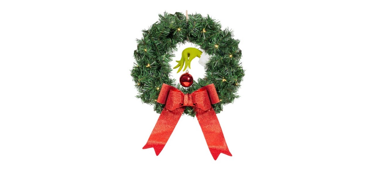 Department 56 Dr. Seuss The Grinch Hand Christmas Lit Wreath
