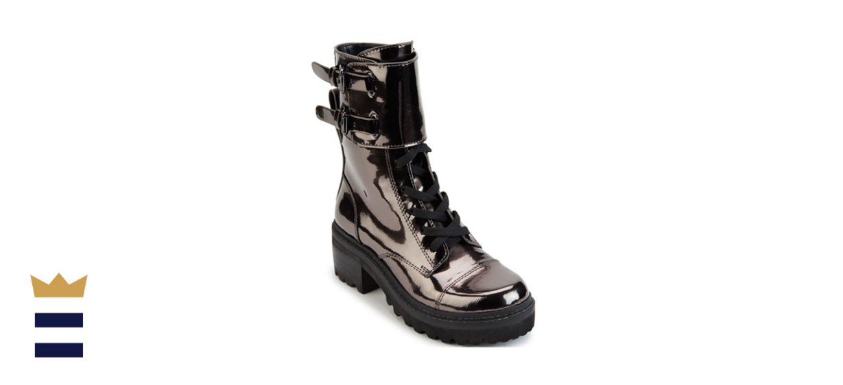 DKNY Women’s Bart Lace-Up Buckled Lug Sole Booties