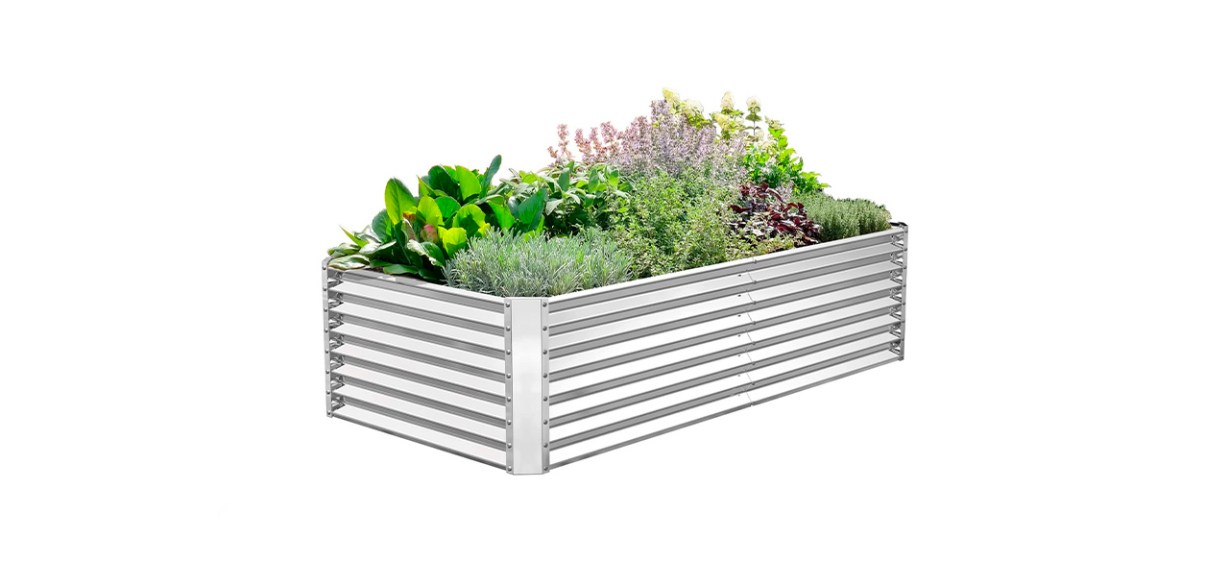 Frizione 3- By 6-Foot Galvanized Steel Raised Garden Bed and Planter