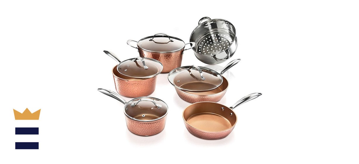 Gotham Steel Hammered Collection Pots and Pans, 10 Piece