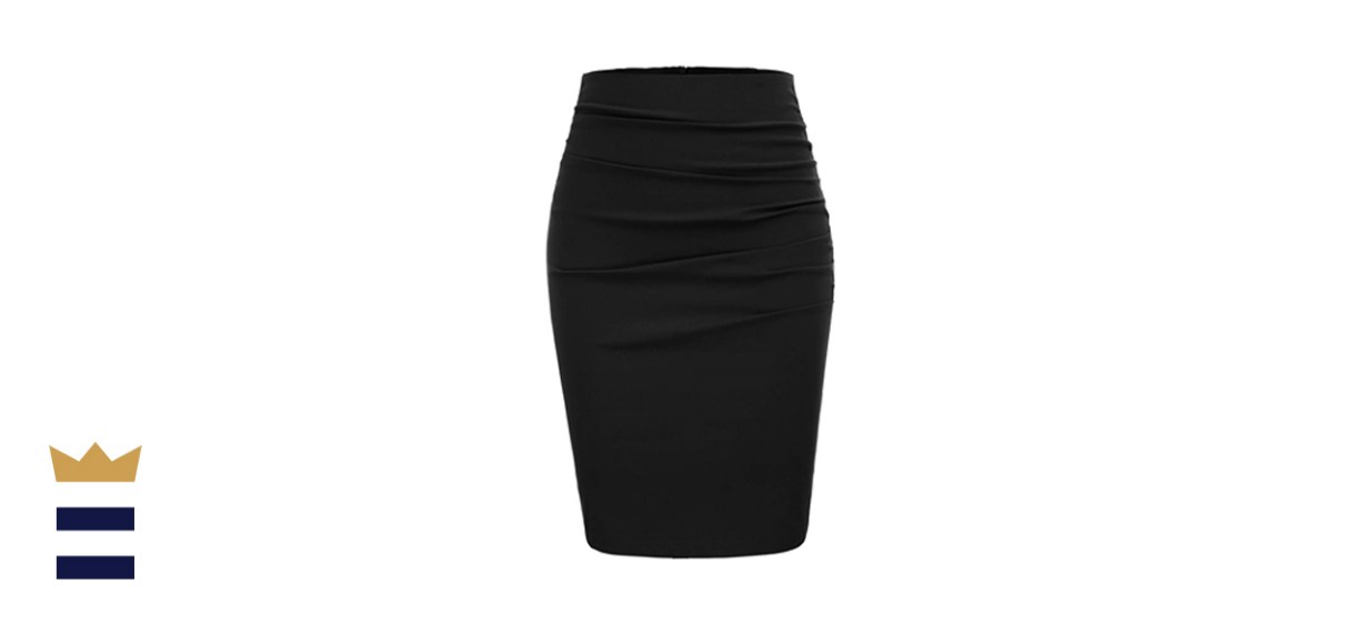GRACE KARIN Elegant Ruched Knee-Length Pencil Skirt