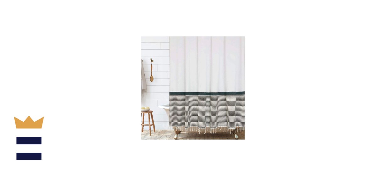 HALL PERRY Modern Farmhouse Tassel Shower Curtain