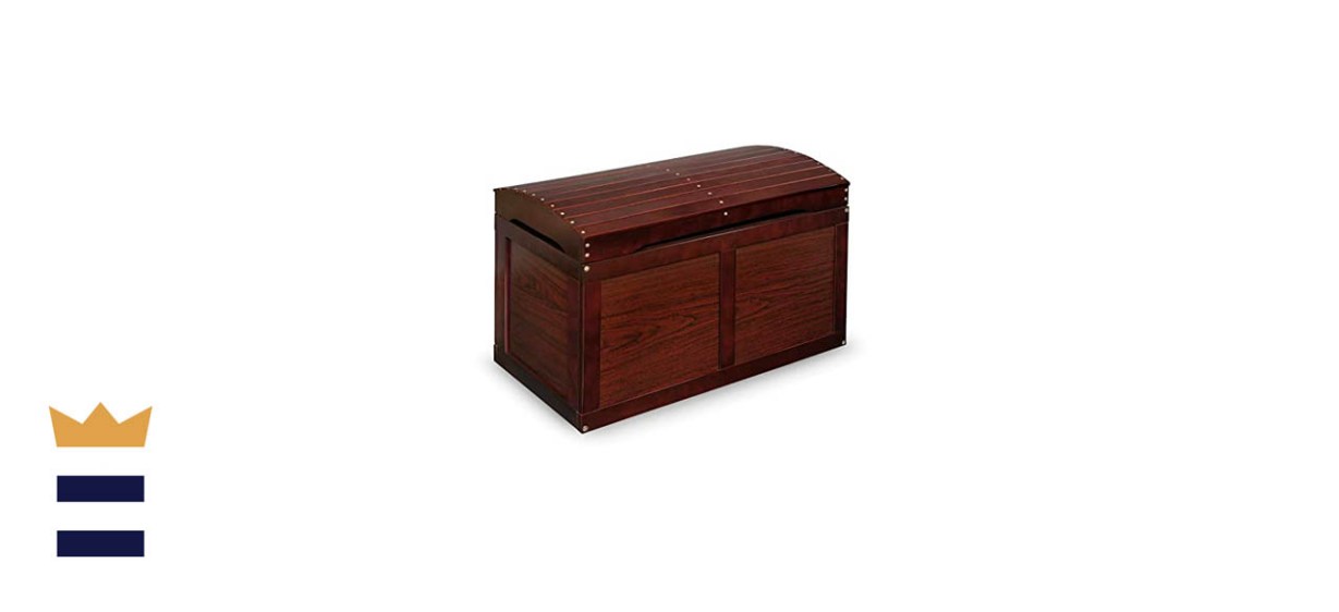 Badger Basket Hardwood Safety Hinge Barrel-Top Toy Storage Chest