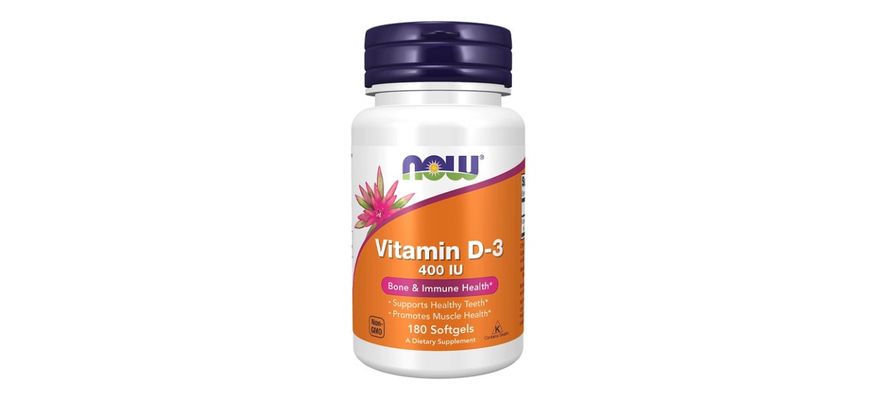 Now Supplements Vitamin D-3 400 IU on white background