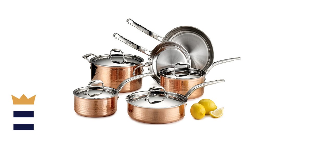 Lagostina Martellata Hammered Copper Cookware Set, 10 Piece