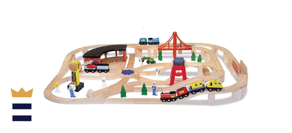 Melissa &amp; Doug Wooden Railway Set