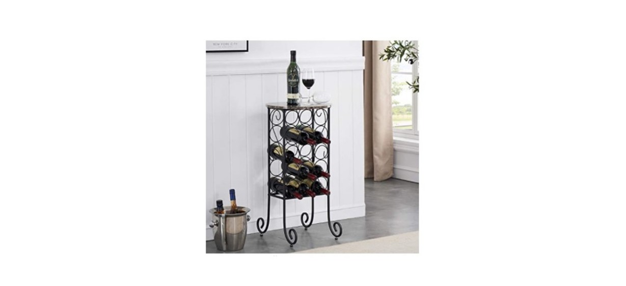 Metal Wine Rack with Faux Marble Top 
