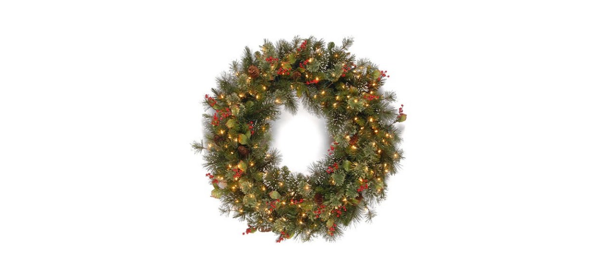 National Tree Company Pre-Lit Artificial Christmas Wreath in Wintry Pine