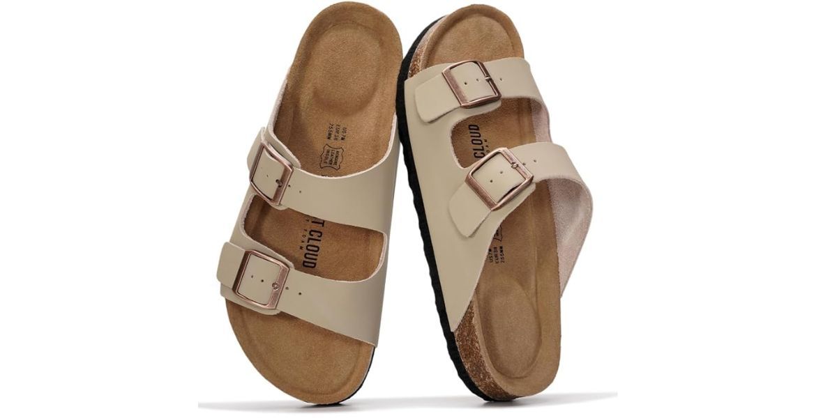 Project Cloud 100% Genuine Leather Womens Sandals Slides for Women (Venita)