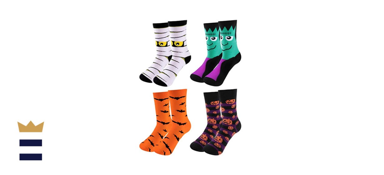 SATINIOR 4 Pairs Halloween Novelty Socks