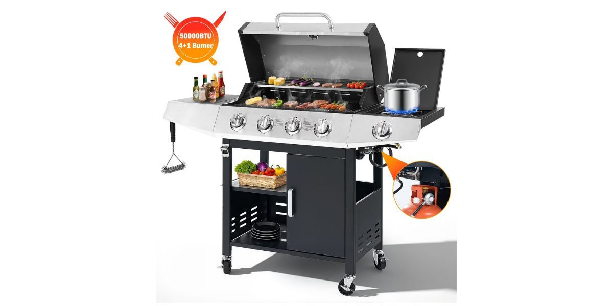 Segmart 4 Burner BBQ Propane Gas Grill with Side Burner
