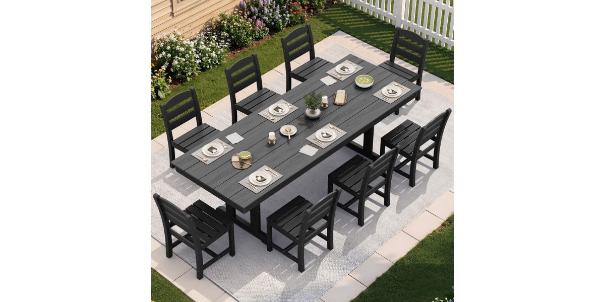 SERWALL 9 Pieces Outdoor Dining Set