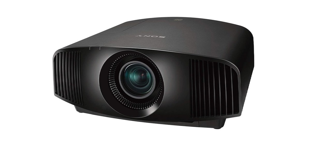 Sony VW325ES black projector on white background