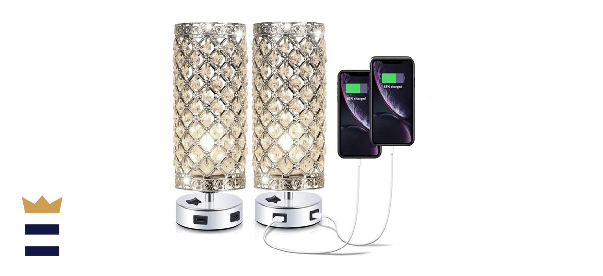 Surpass Lighting Crystal Silver Table Lamp, Pack of 2