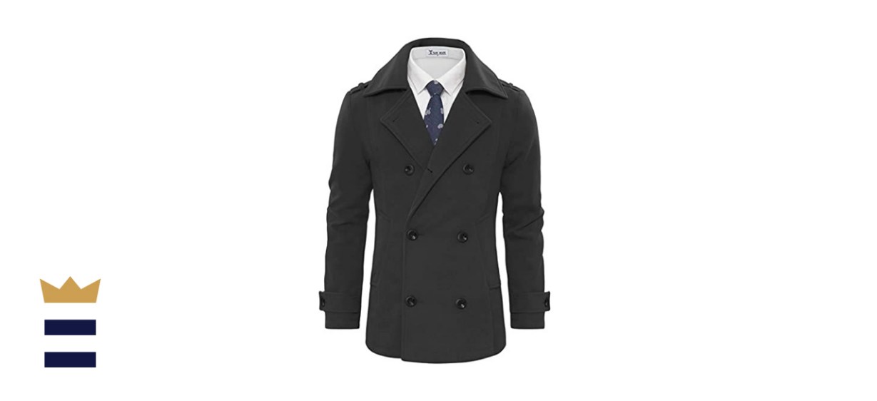TAM WARE Men’s Stylish Wool Blend Double Breasted Peacoat