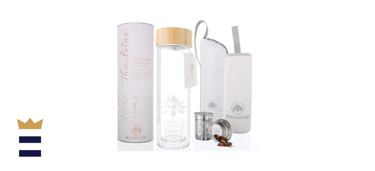 The Lotus Glass Tea Tumbler With Strainer