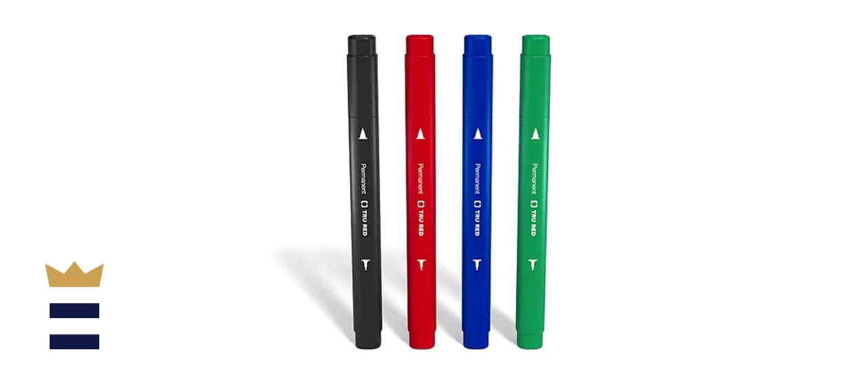 Tru Red Twin-Tip Pen Permanent Markers 