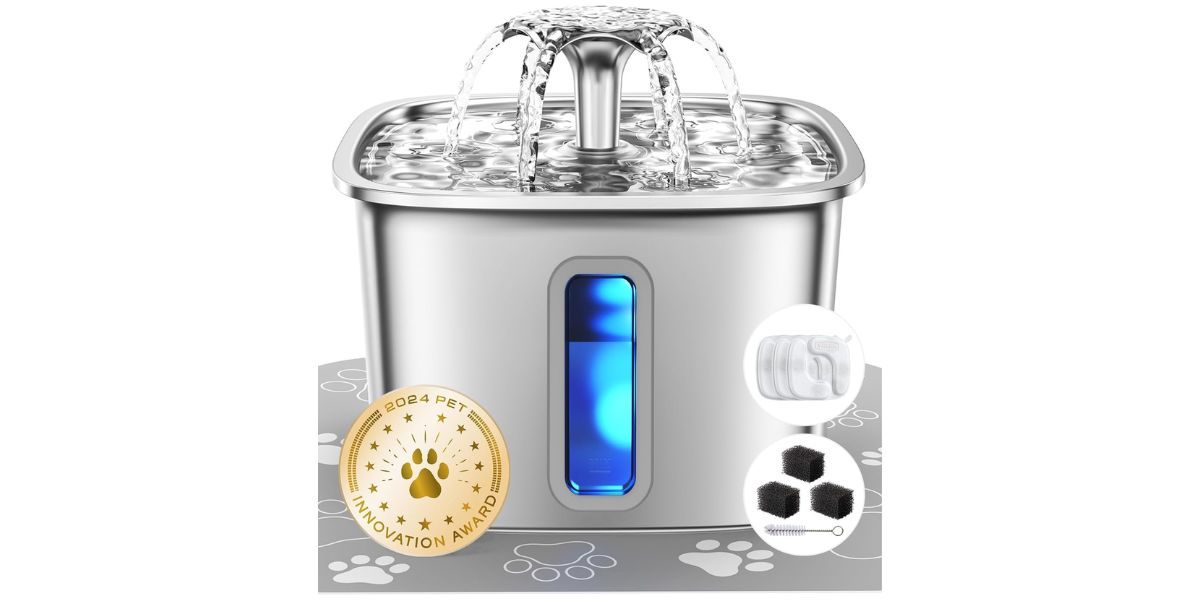 Veken Stainless Steel Cat Water Fountain
