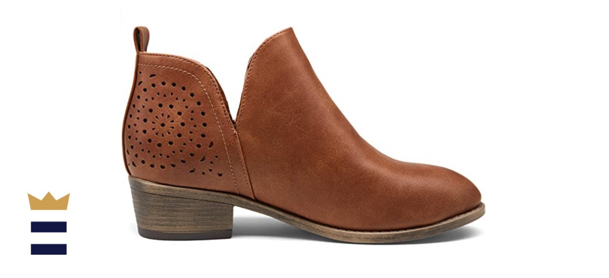 Vepose Low Heel Chunky Ankle Boots in Brown