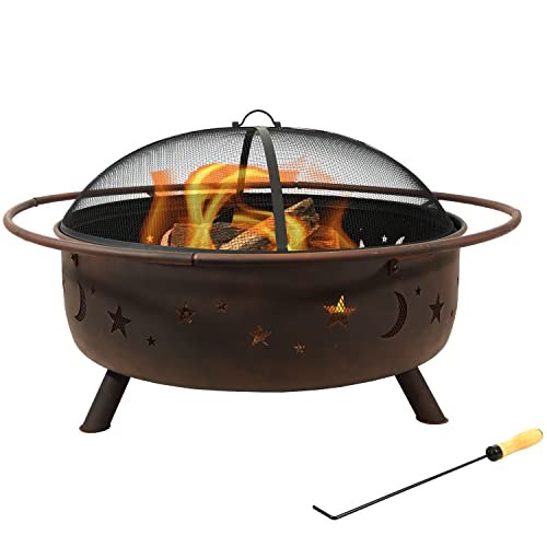 Sunnydaze 42&quot; Large Fire Pit with Spark Screen